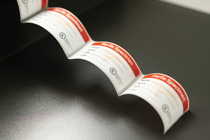 NeuraLabel 300x inkjet label printer closeup of medical labels