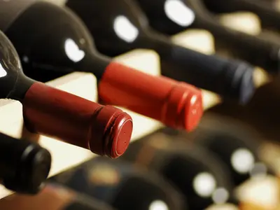 Wine bottles in wine rack