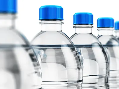 Line of water bottles