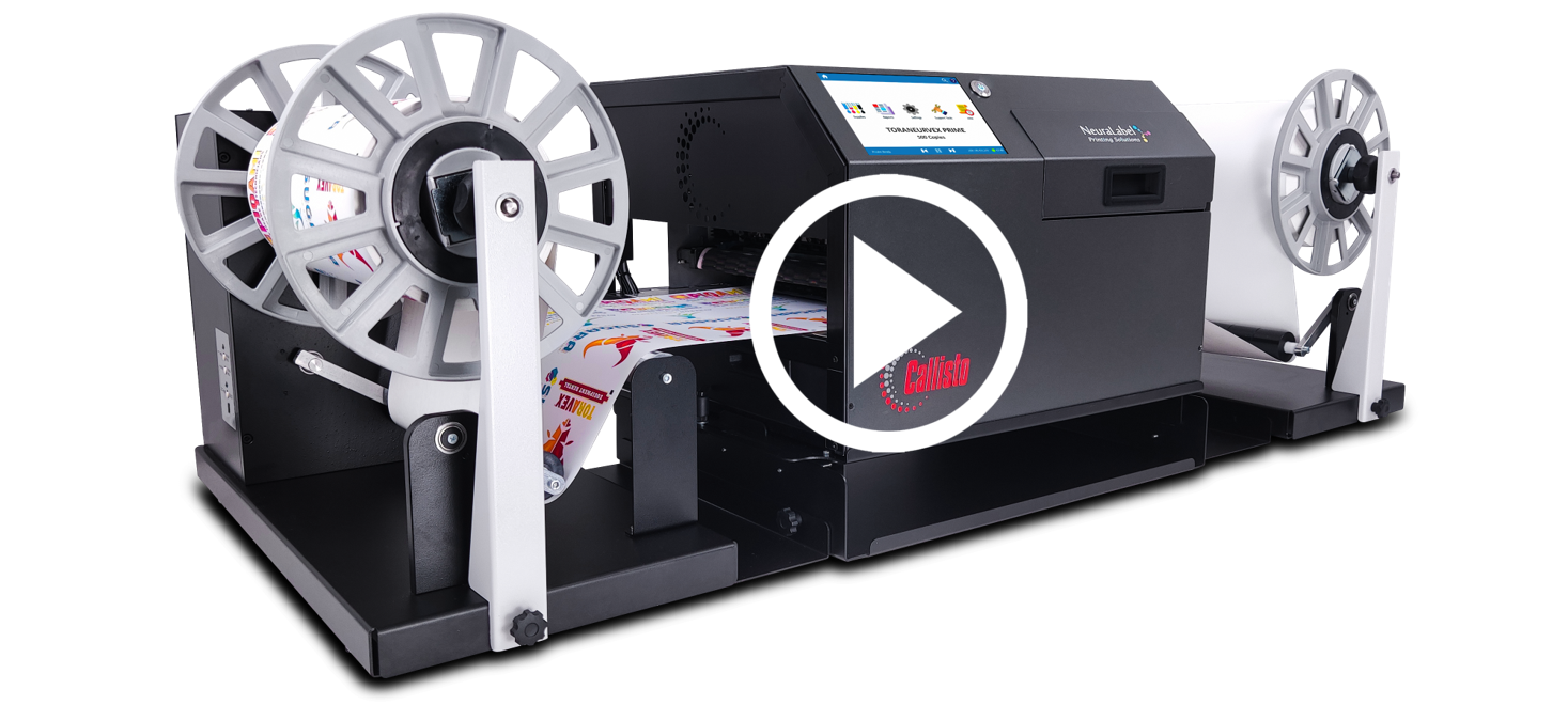 Callisto printing labels using a roll-to-roll system promo